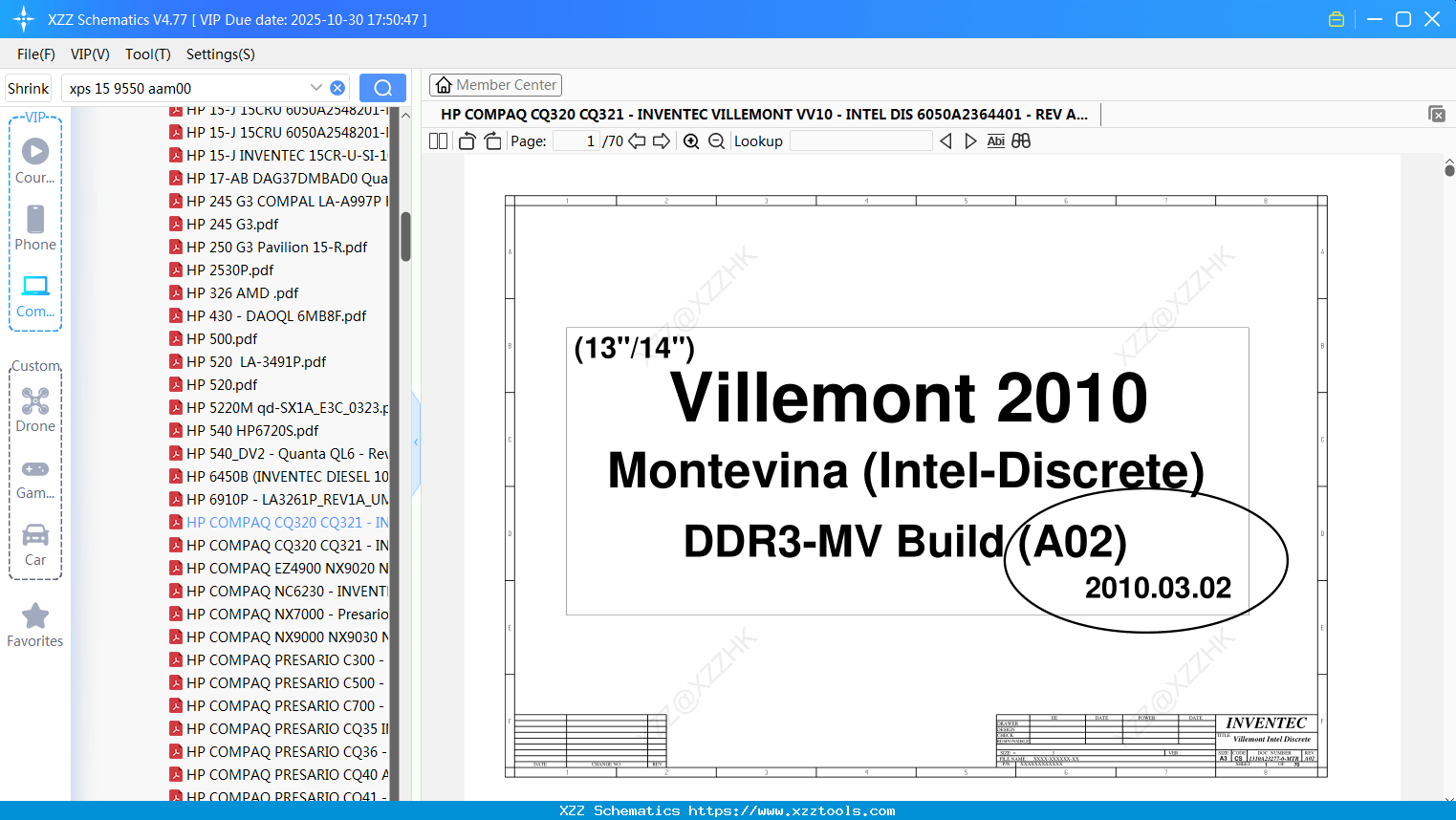 Laptop HP COMPAQ CQ320 CQ321 - INVENTEC VILLEMONT VV10 - INTEL DIS 6050A2364401 - REV A02